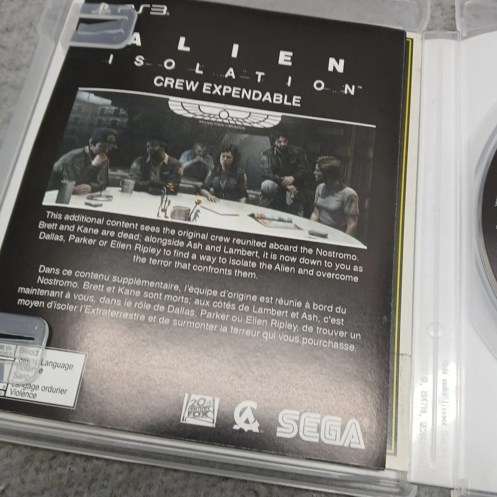 Alien Isolation Nostromo Edition (Sony PlayStation 3, 2014) Sega Survival Horror